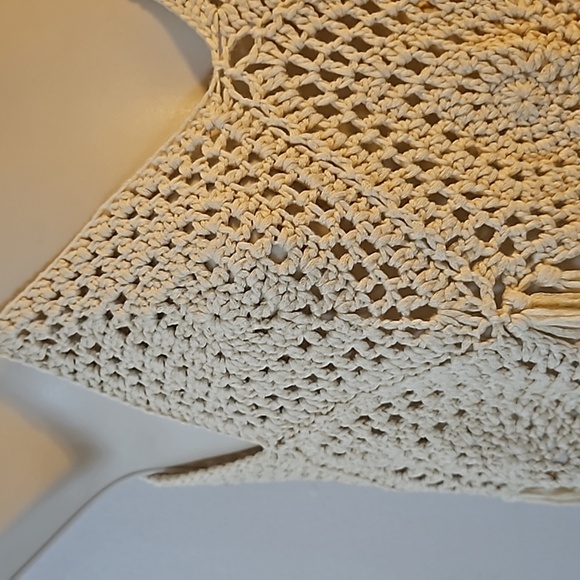 Hand Crafted Granny Square Crochet Top Summer Swimwear Beige Handmade Rhombus - Picture 15 of 17